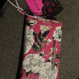 Betsey Johnson Pink and White Floral Wristlet